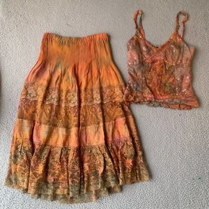 NWT Martina Burano Collection Fairycore Cami Skirt Set Womens Medium M Lace Tier